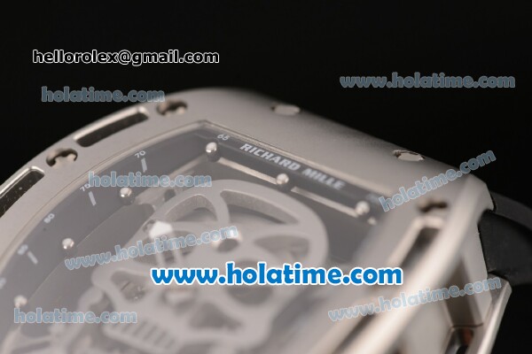 Richard Mille RM 52-01 Swiss ETA 2671 Automatic Steel Case with Black Rubber Bracelet White Markers and Skeleton Dial - 1:1 Original - Click Image to Close